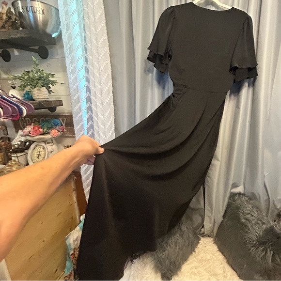 1/2off Express black midi Wrap Dress Size small High Low Wedding Guest - Picture 7 of 8
